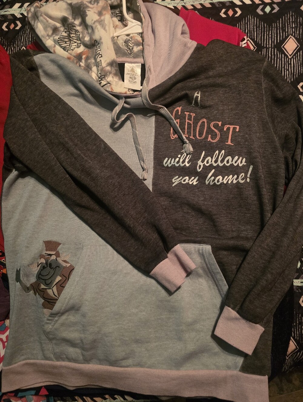 Disney Tie-Dye Pullover Hoodie in Light Purple and Gray